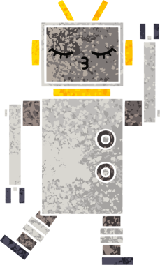 Bir insan tarafından çizilmiş bir robotun retro çizim tarzı karikatürü
