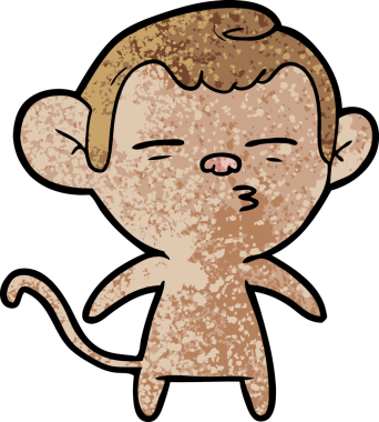 bir insan tarafından çizilmiş şüpheli maymun çizgi filmi