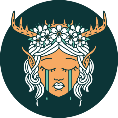 Ağlayan Elf Büyücüsü karakteri bir insan tarafından çizilmiş.