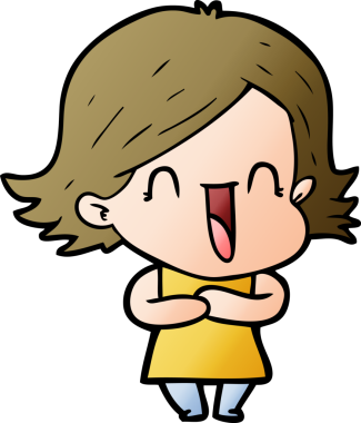 Bir insan tarafından çizilmiş gülen kadın çizgi filmi.