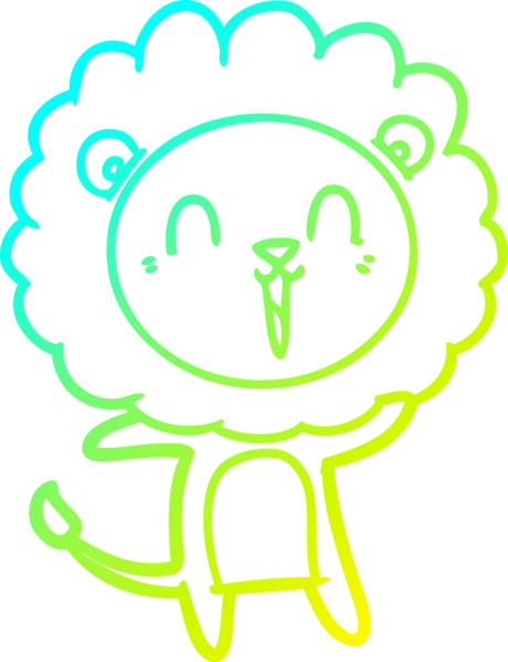 Bir insan tarafından çizilmiş gülen aslan karikatürü.