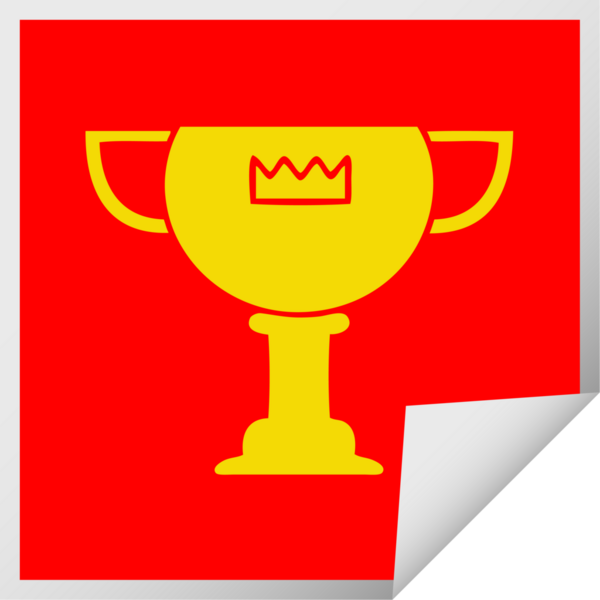 Bir insan tarafından çizilmiş altın bir kupanın kabuk soyma karikatürü