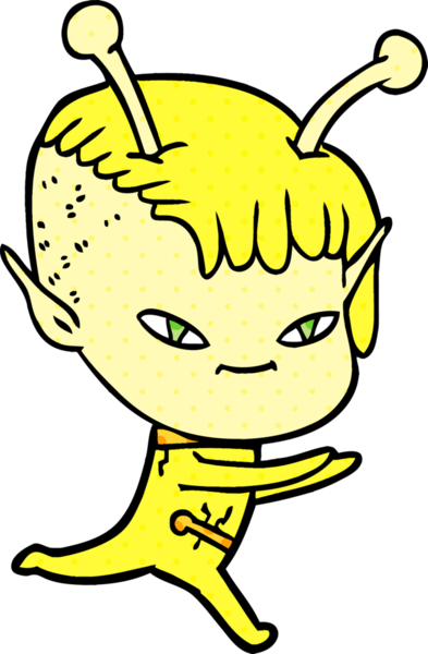 Bir insan tarafından çizilmiş sevimli uzaylı kız çizgi filmi.