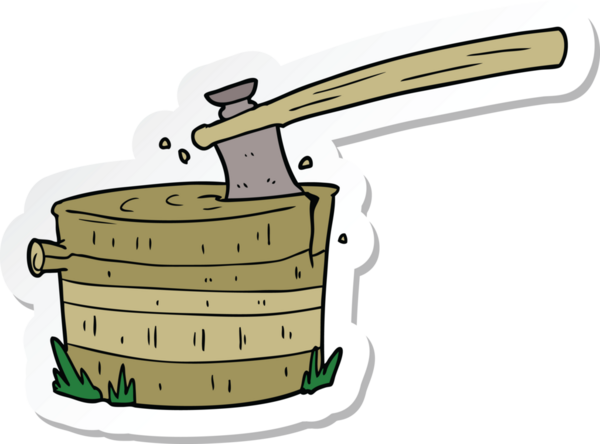 Bir insan tarafından çizilmiş baltalı ağaç kütüğünün çıkartması.