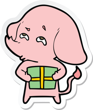 Bir insan tarafından çizilmiş, bir karikatür filinin çıkartması.