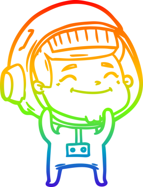 gökkuşağı gradyan çizimi mutlu bir çizgi astronot çizimi bir insan tarafından çizildi