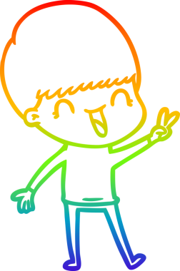 gökkuşağı gradyanı çizimi bir insan tarafından çizilmiş mutlu bir çizgi film çocuğu