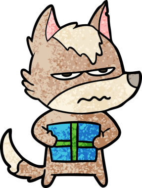 Bir insan tarafından çizilmiş rahatsız kurt çizgi filmi.