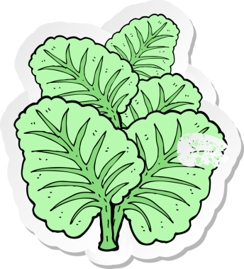 Bir insan tarafından çizilmiş lahana yapraklarının depresif retro yapıştırması.