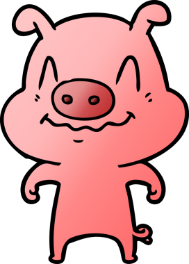 Bir insan tarafından çizilmiş sinirli çizgi film domuzu.