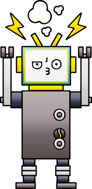 Bir insan tarafından çizilmiş bir robotun gölgelenmiş çizimi