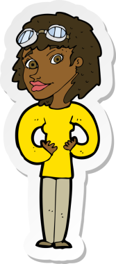 Bir insan tarafından çizilmiş bir havacı kadının çıkartması.