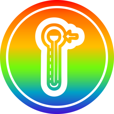 Bir insan tarafından çizilmiş gökkuşağı gradyanı olan yüksek sıcaklıklı dairesel simge