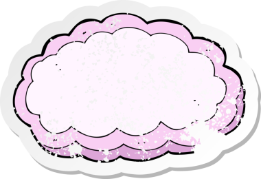 Bir insan tarafından çizilmiş karikatür dekoratif bulutunun gerilemiş yapıştırması.