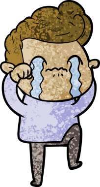 Bir insan tarafından çizilmiş ağlayan çizgi film adamı.