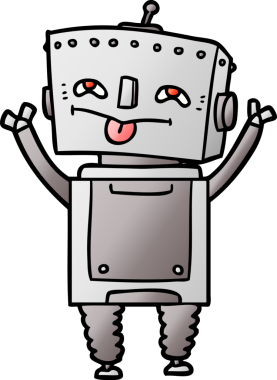 Bir insan tarafından çizilmiş çizgi film robotu