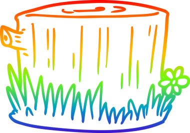 Bir insan tarafından çizilmiş bir ağaç kütüğünün çizimi.