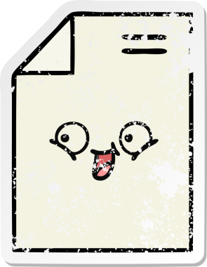 Bir insan tarafından çizilmiş sevimli bir karikatür kağıdının sıkıntılı çıkartması.