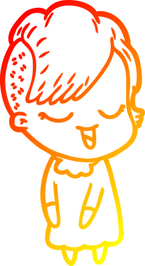 Bir insan tarafından çizilmiş mutlu bir çizgi film kızı çizimi