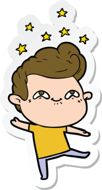 Bir insan tarafından çizilmiş heyecanlı bir adamın çıkartması.