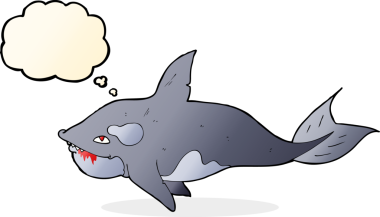 Bir insan tarafından çizilmiş düşünce balonlu katil balina.