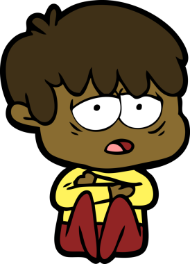 Bir insan tarafından çizilmiş bitkin çocuk çizgi filmi.