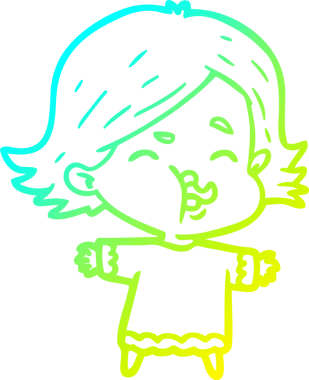 Bir insan tarafından çizilmiş bir karikatür kızı çizimi.