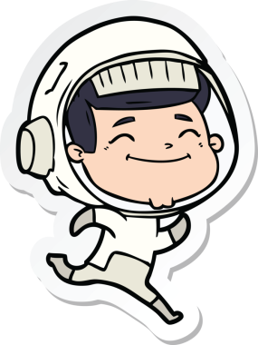Bir insan tarafından çizilmiş mutlu bir astronotun çıkartması.