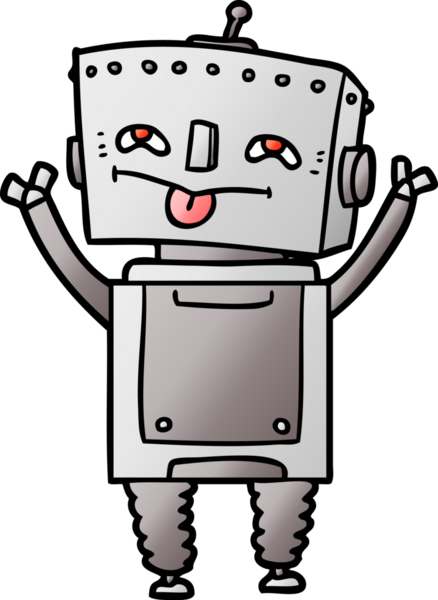 Bir insan tarafından çizilmiş çizgi film robotu