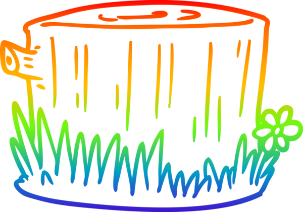 Bir insan tarafından çizilmiş bir ağaç kütüğünün çizimi.