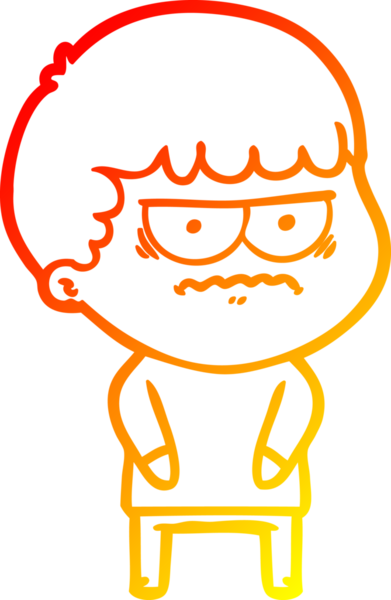 Bir insan tarafından çizilmiş, kızgın bir çizgi film karakteri.