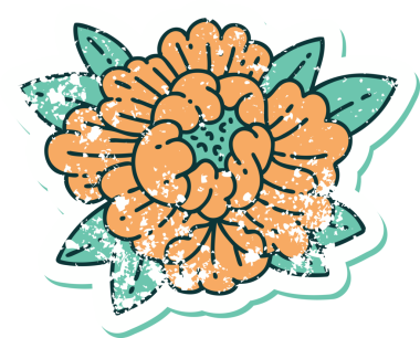 Bir insan tarafından çizilmiş çiçek sembolü dövmesi stili.