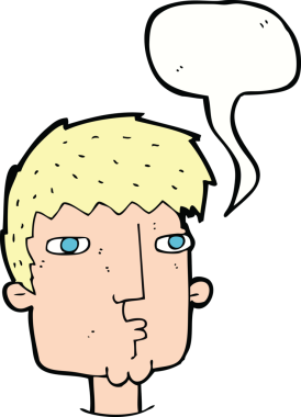 Bir insan tarafından çizilmiş konuşma baloncuğu olan meraklı bir adam.