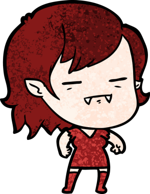 Bir insan tarafından çizilmiş ölümsüz vampir kız çizgi filmi.