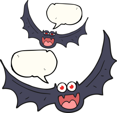 Bir insan tarafından çizilmiş serbest konuşma balonu karikatürü Cadılar Bayramı yarasaları