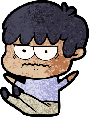 Bir insan tarafından çizilmiş sinirli çizgi film çocuğu.