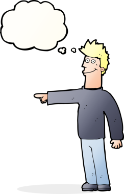 Bir insan tarafından çizilmiş düşünce balonlu mutlu bir adam.