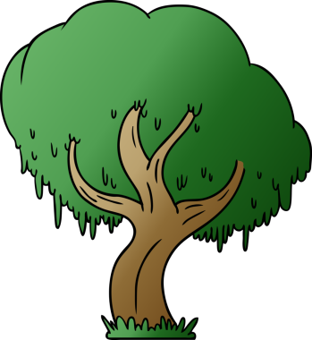 Bir insan tarafından çizilmiş yeşil bir ağacın gradyan karikatürü.