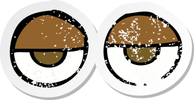 Bir insan tarafından çizilmiş karikatür gözünün gerilimli çıkartması.