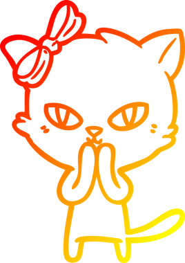 Bir insan tarafından çizilmiş sevimli bir çizgi film kedisinin sıcak çizgi çizgisi.