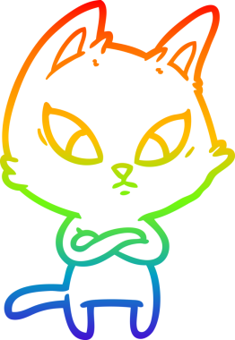 Bir insan tarafından çizilmiş kafası karışmış çizgi film kedisinin çizimi.