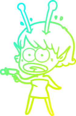 Bir çizgi film karakteri, bir insan tarafından çizilmiş soğuk gradyan çizimi.