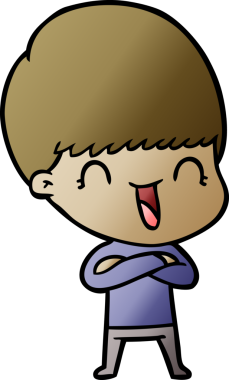 Bir insan tarafından çizilmiş mutlu çizgi film çocuğu.