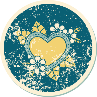 Bir insan tarafından çizilmiş botanik bir kalbin sembolik depresif dövmesi.