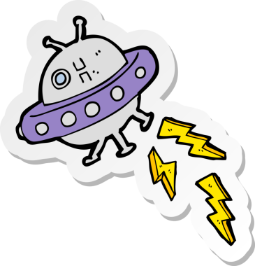 Bir insan tarafından çizilmiş bir UFO çıkartması.