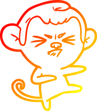 Bir insan tarafından çizilmiş kızgın bir maymunun sıcak çizgi çizimi