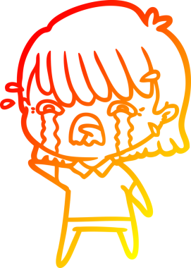 Bir insan tarafından çizilmiş ağlayan çizgi film kızı çizimi.