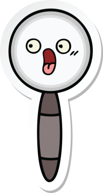 Bir insan tarafından çizilmiş şirin bir çizgi film büyütecinin çıkartması.