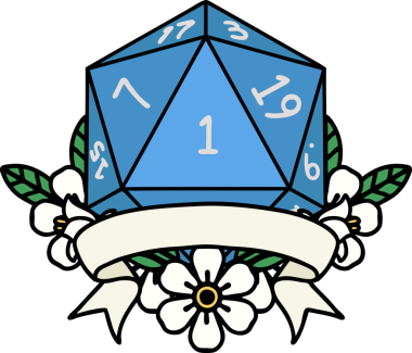 Retro Dövme Biçimi Doğal Bir d20 zar bir insan tarafından çizildi