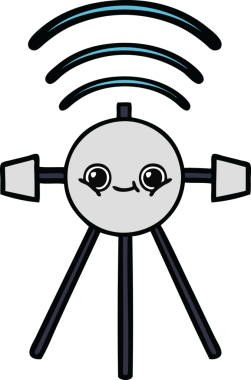 Bir insan tarafından çizilmiş sevimli bir uydu karikatürü.